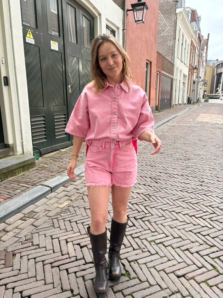 Polly jeans jasje roze