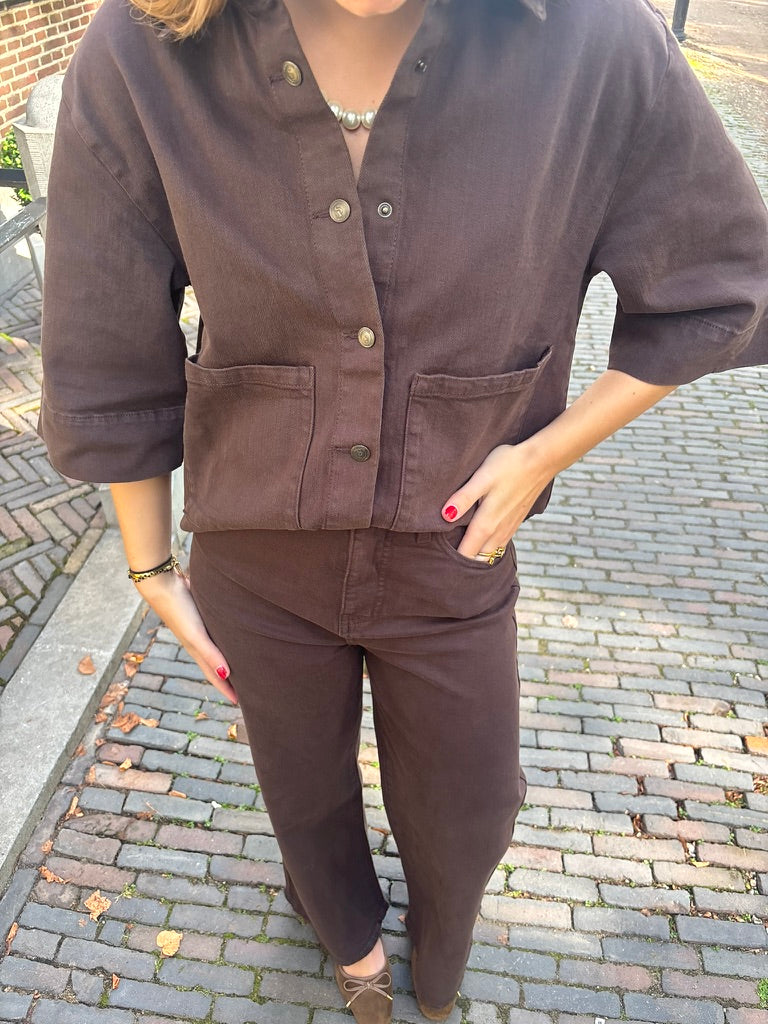 Julia jasje denim donker bruin