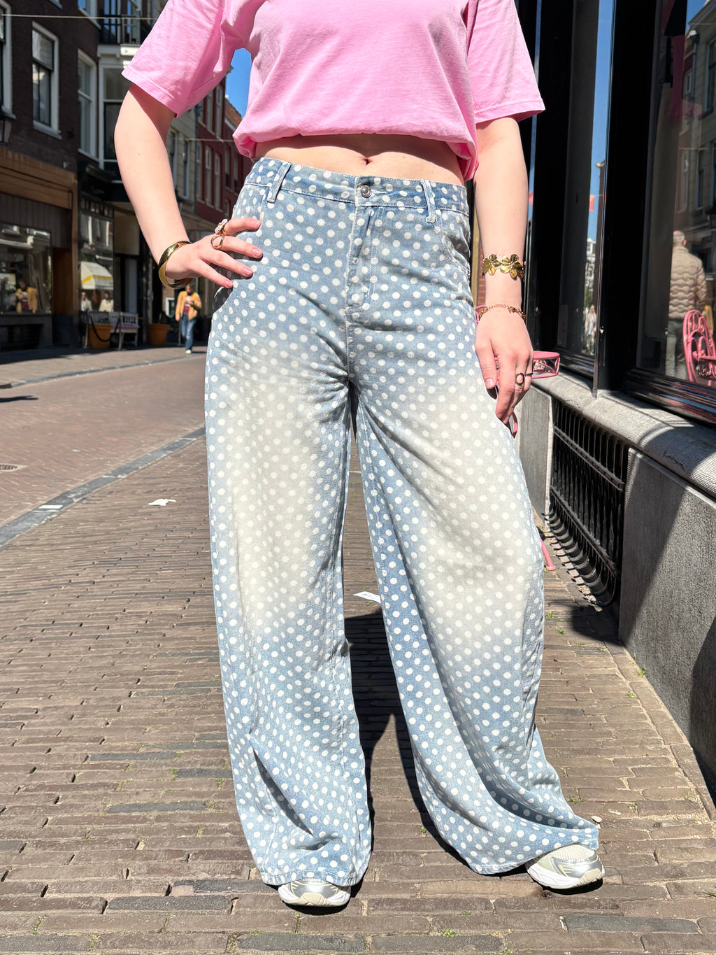Beau polka dot barrel jeans