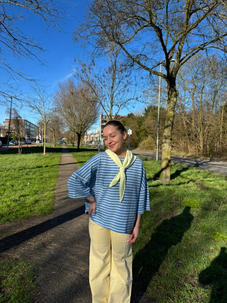 Milou oversized streep t-shirt blauw