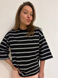 Amber shirt zwart/wit gestreept
