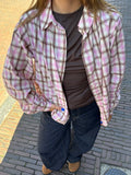 Iris ruit blouse roze