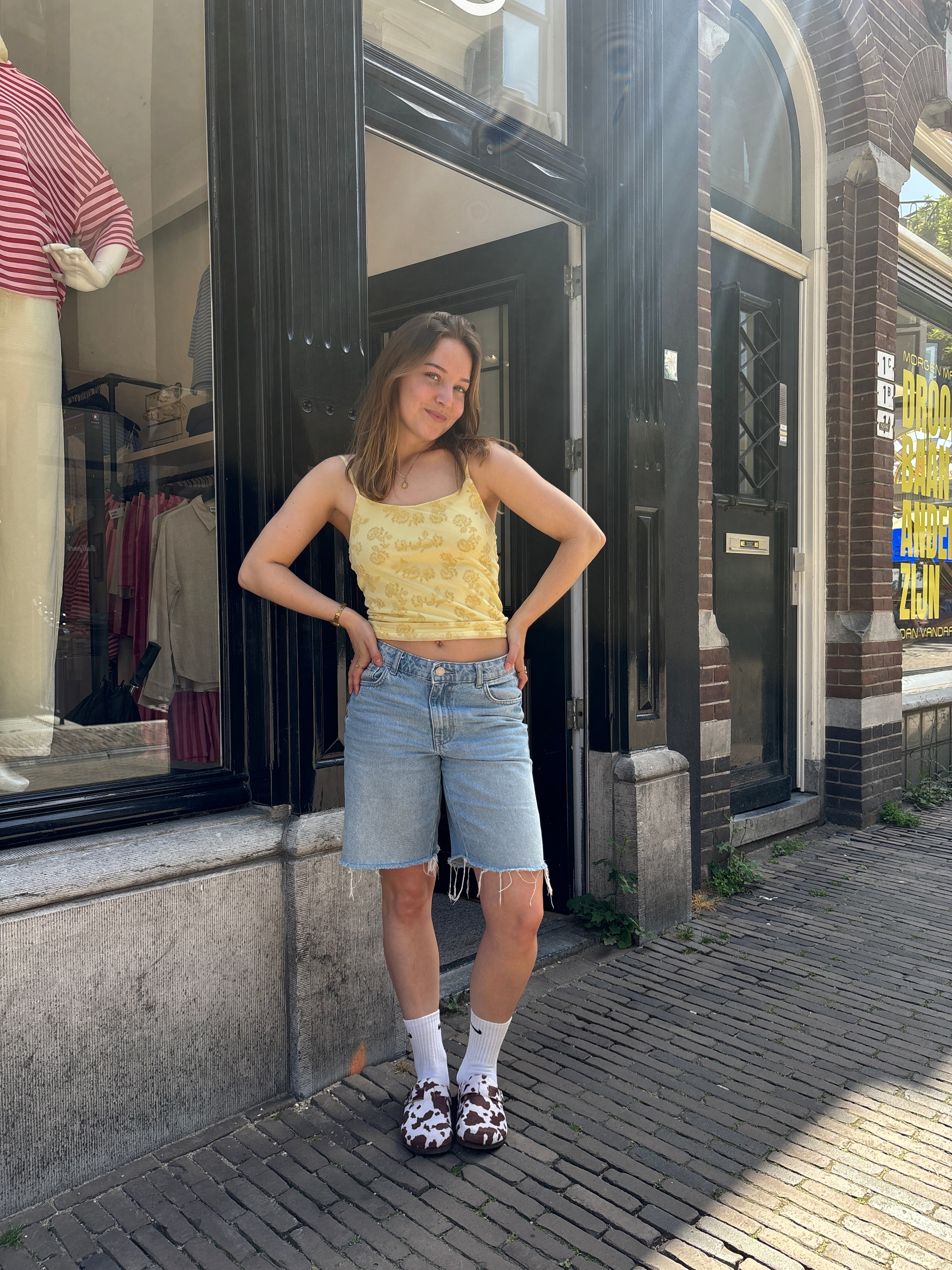Noor mesh topje geel