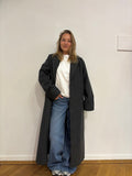 Caddy trenchcoat lang grijs wol