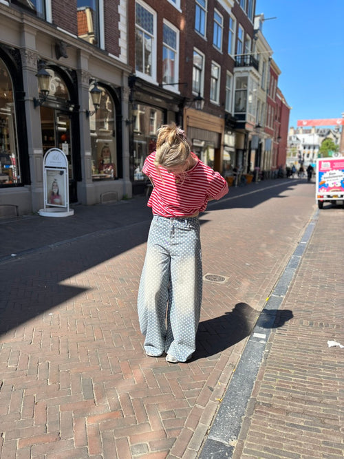 Beau polka dot barrel jeans