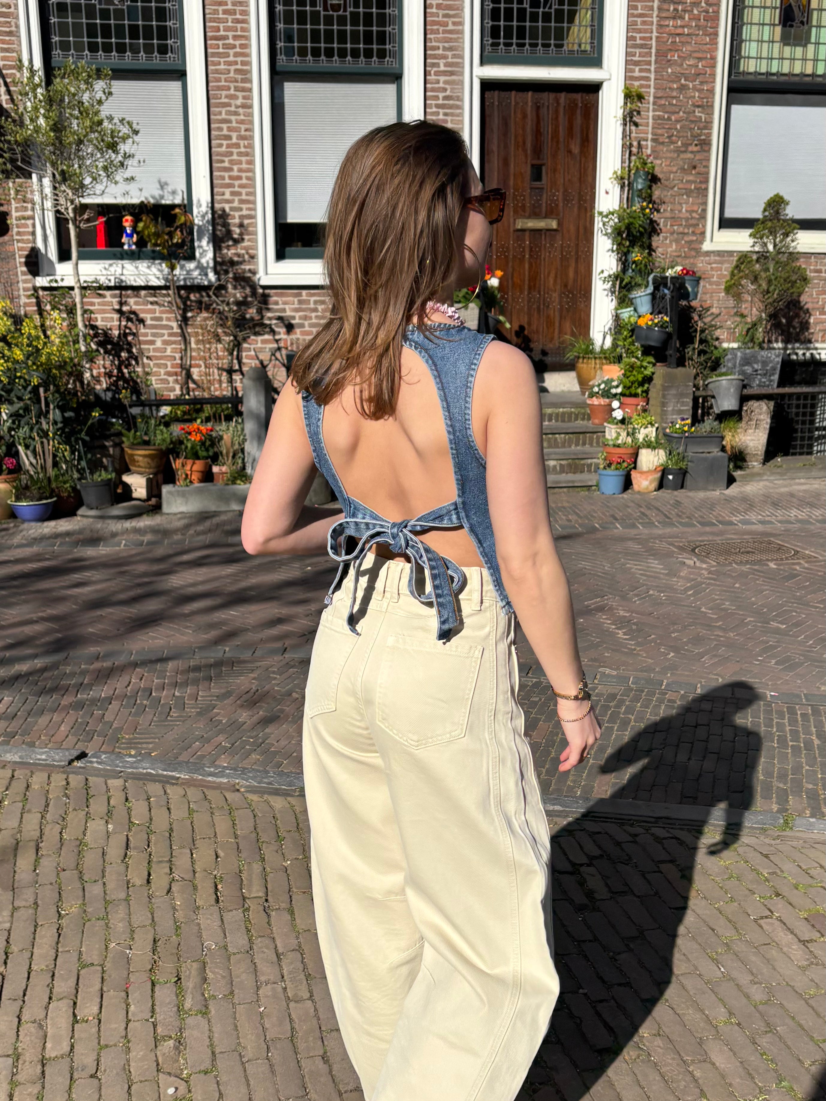 Senna denim top met strik