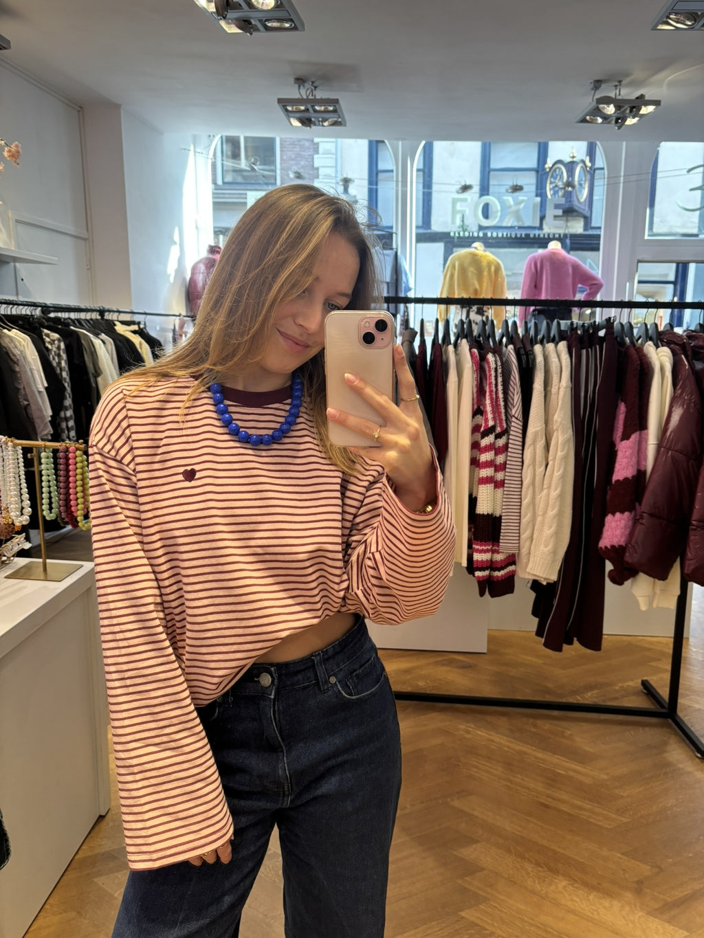 Suus gestreepte longsleeve pink/bordeaux