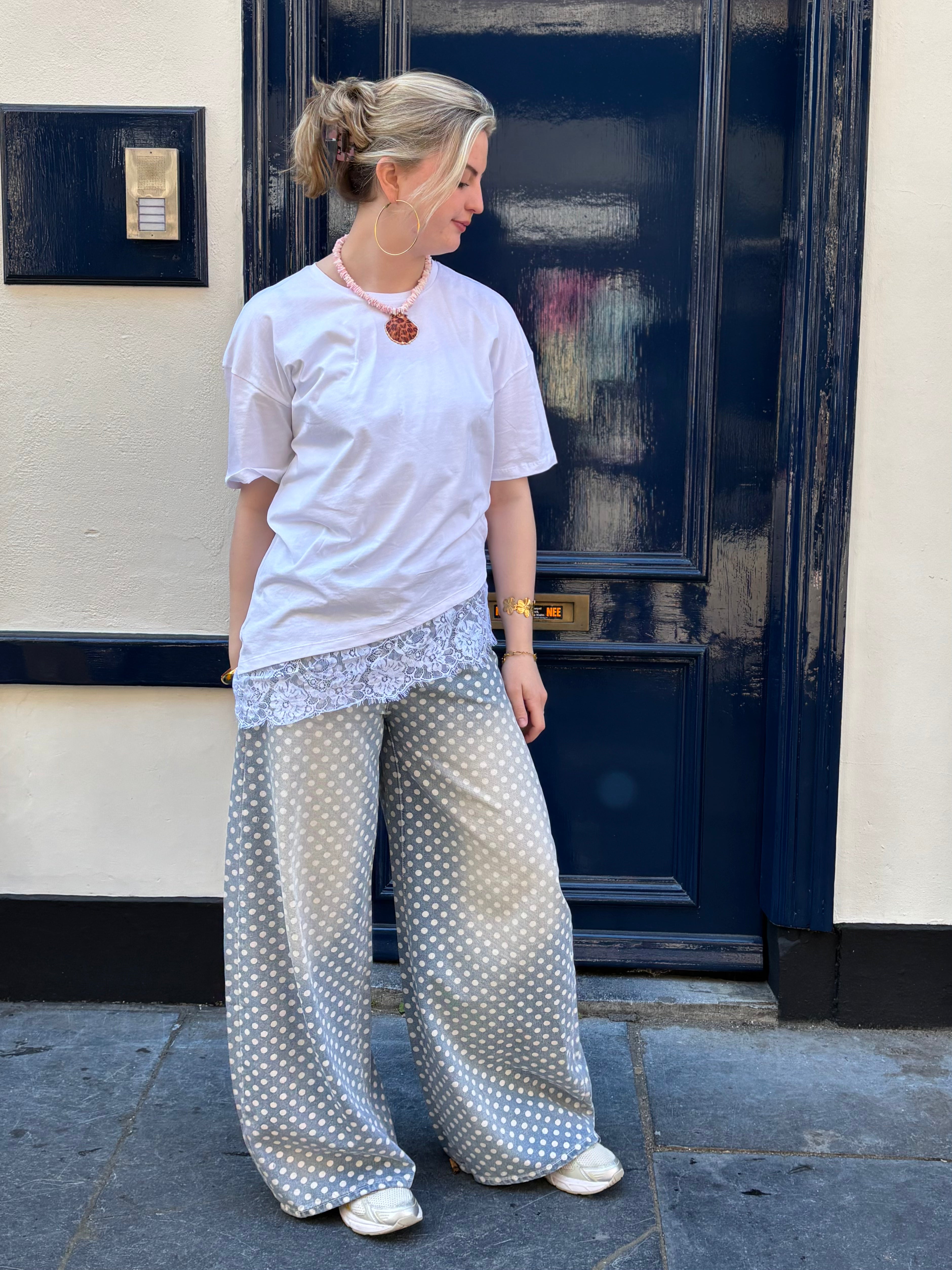 Beau polka dot barrel jeans