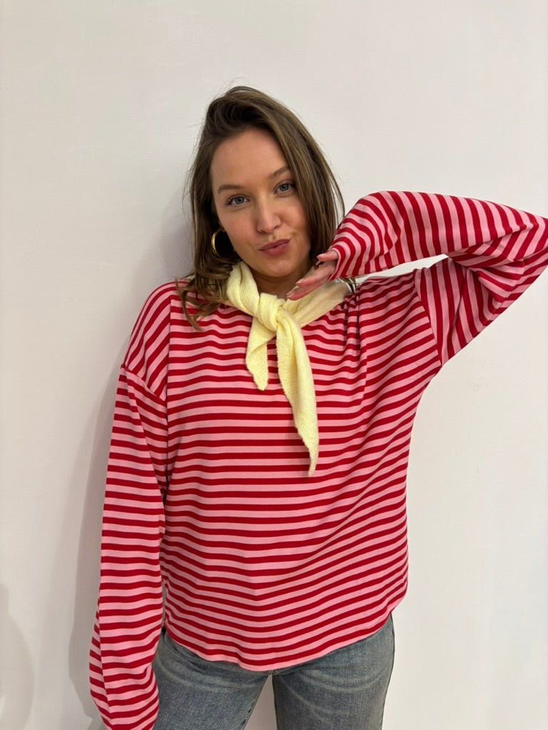 Ivy longsleeve streep rood/roze