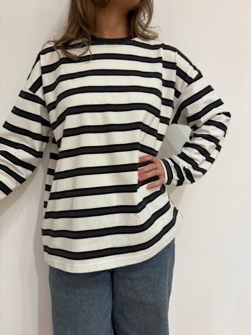 Kiki longsleeve streep wit/zwart