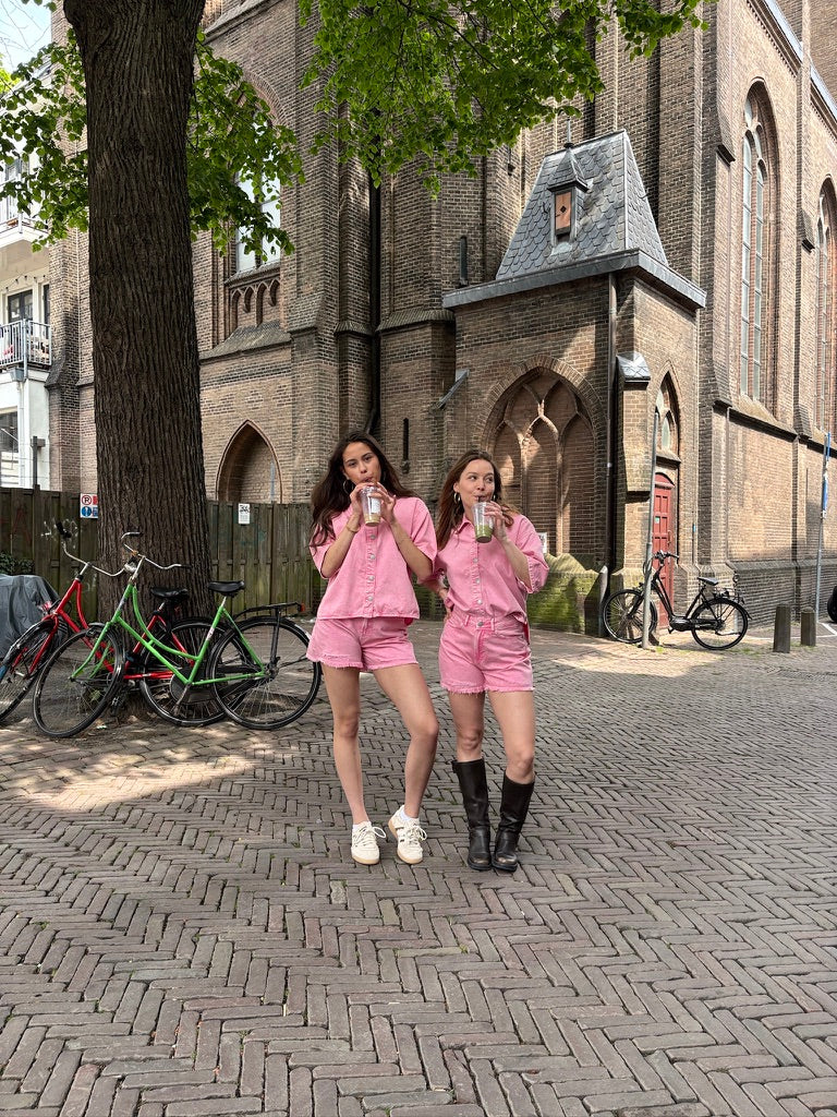 Polly jeans short roze