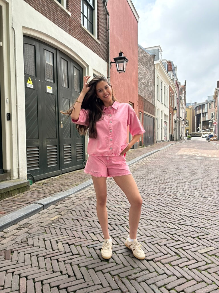 Polly jeans jasje roze