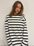 Kiki longsleeve streep wit/zwart