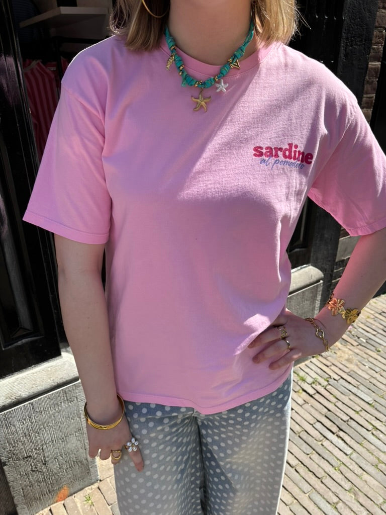 Isa t-shirt sardines print licht roze