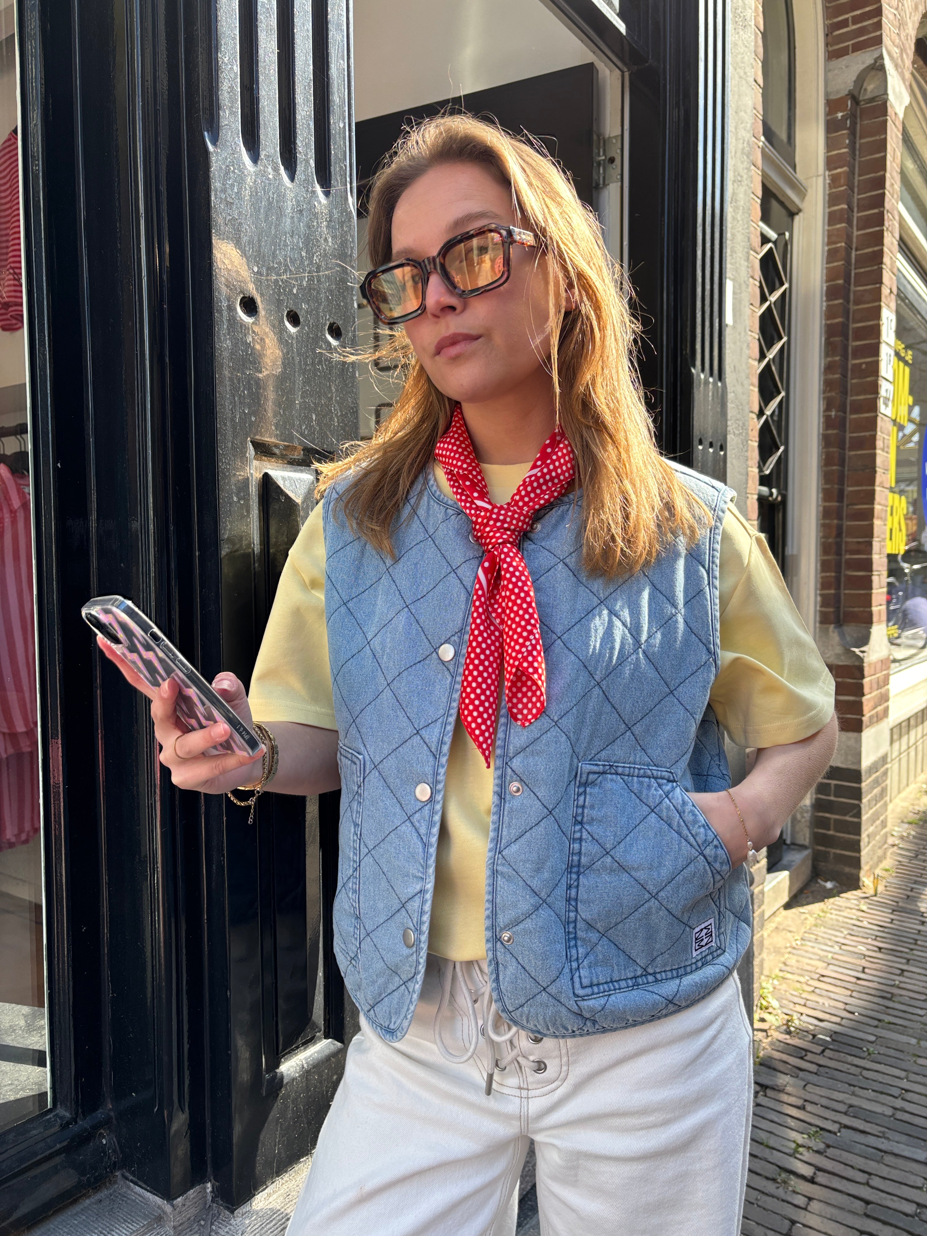 Cleo denim gilet blauw