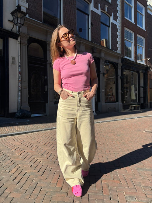 Billie boat neck top roze