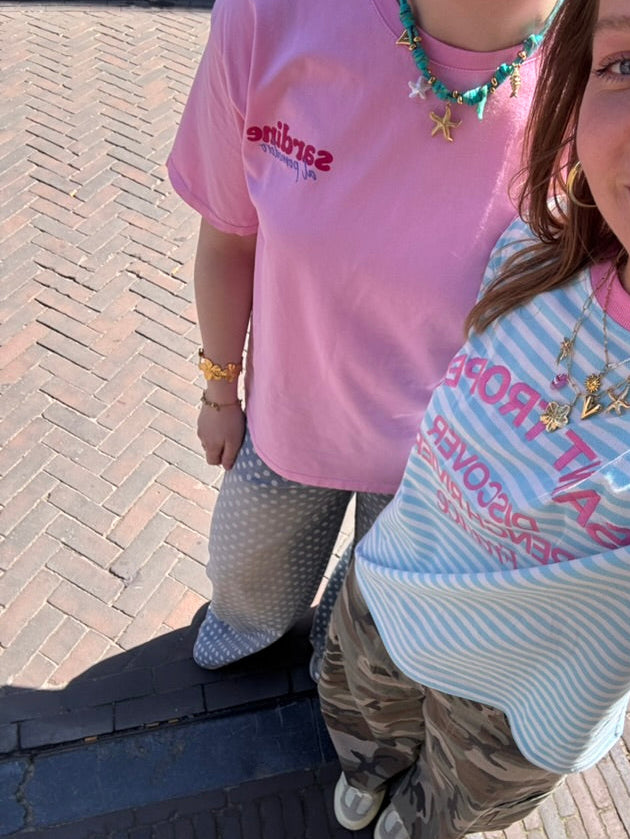 Isa t-shirt sardines print licht roze
