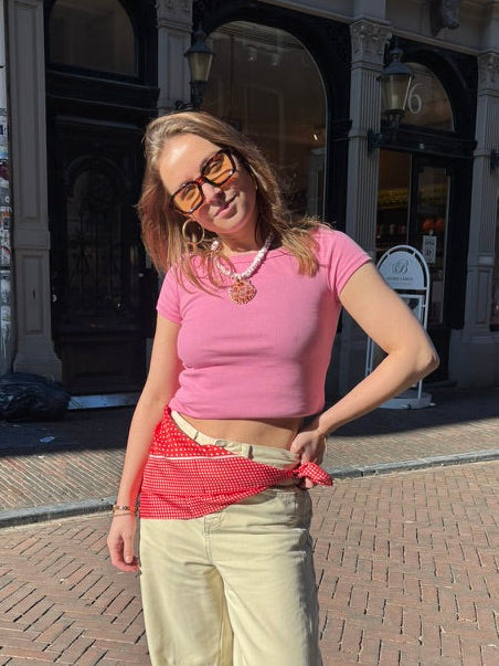 Billie boat neck top roze