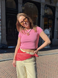 Billie boat neck top roze