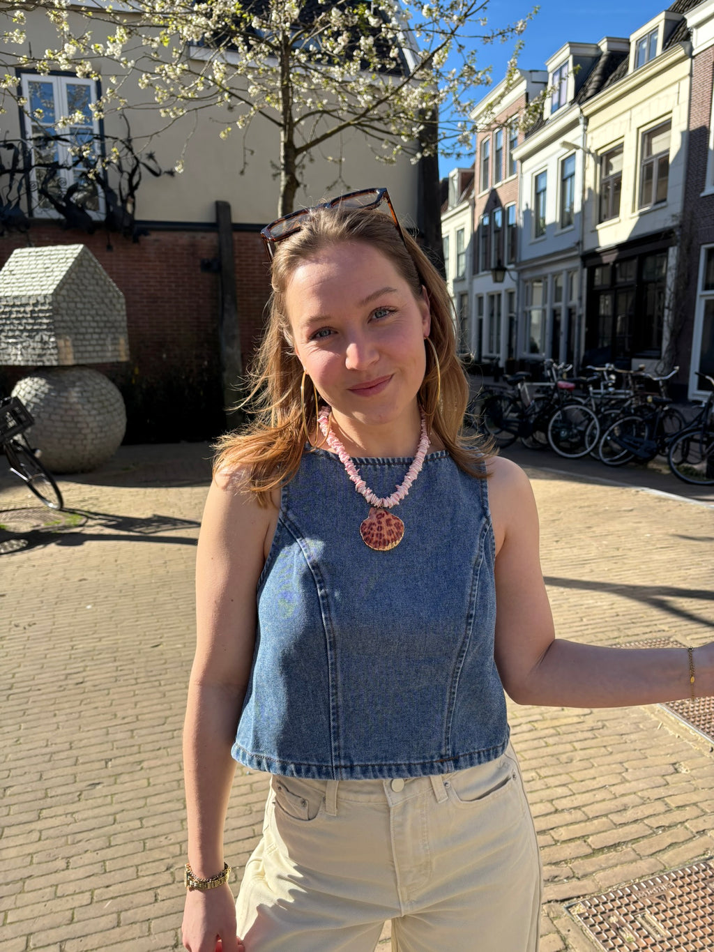 Senna denim top met strik