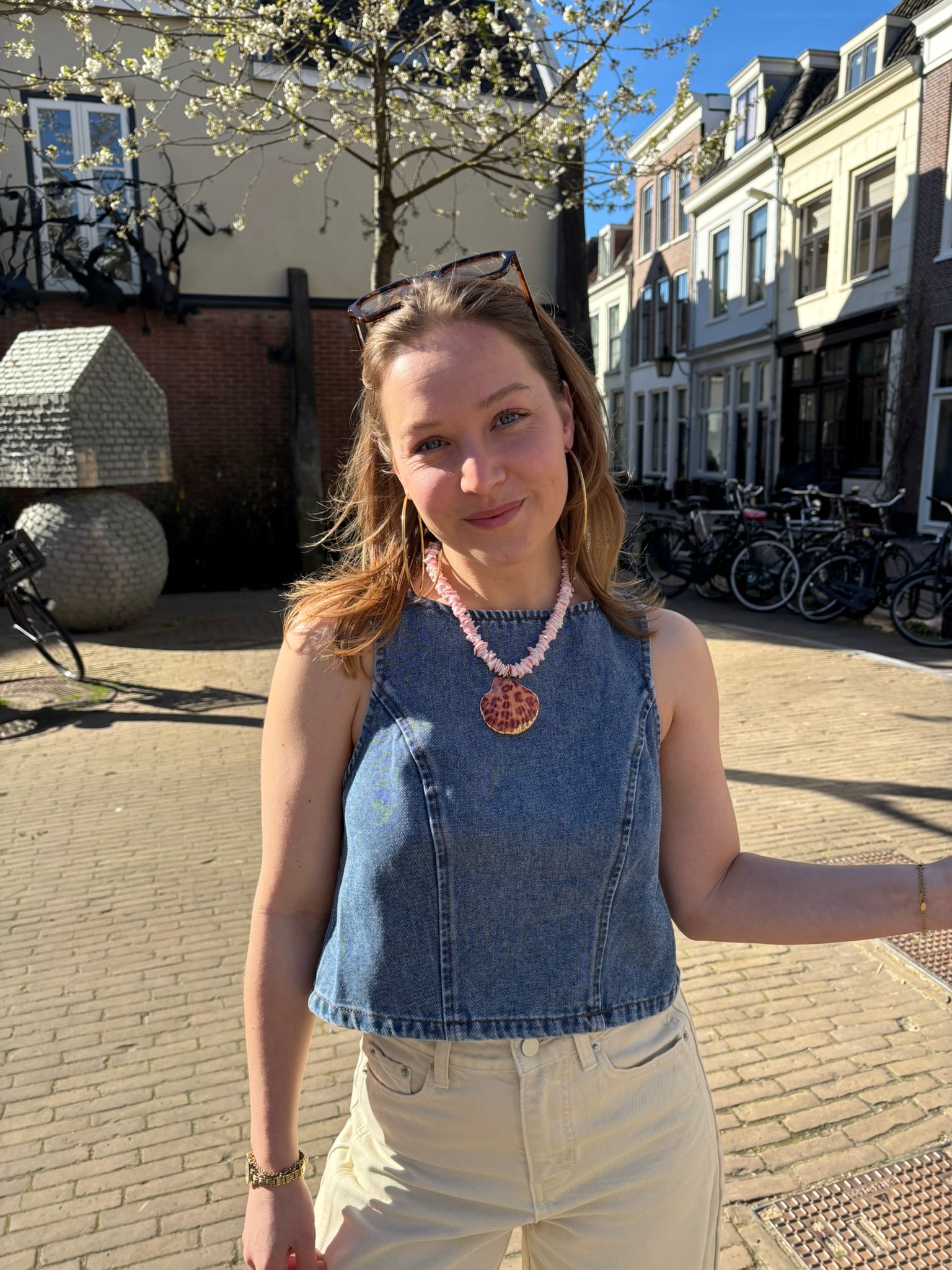 Senna denim top met strik