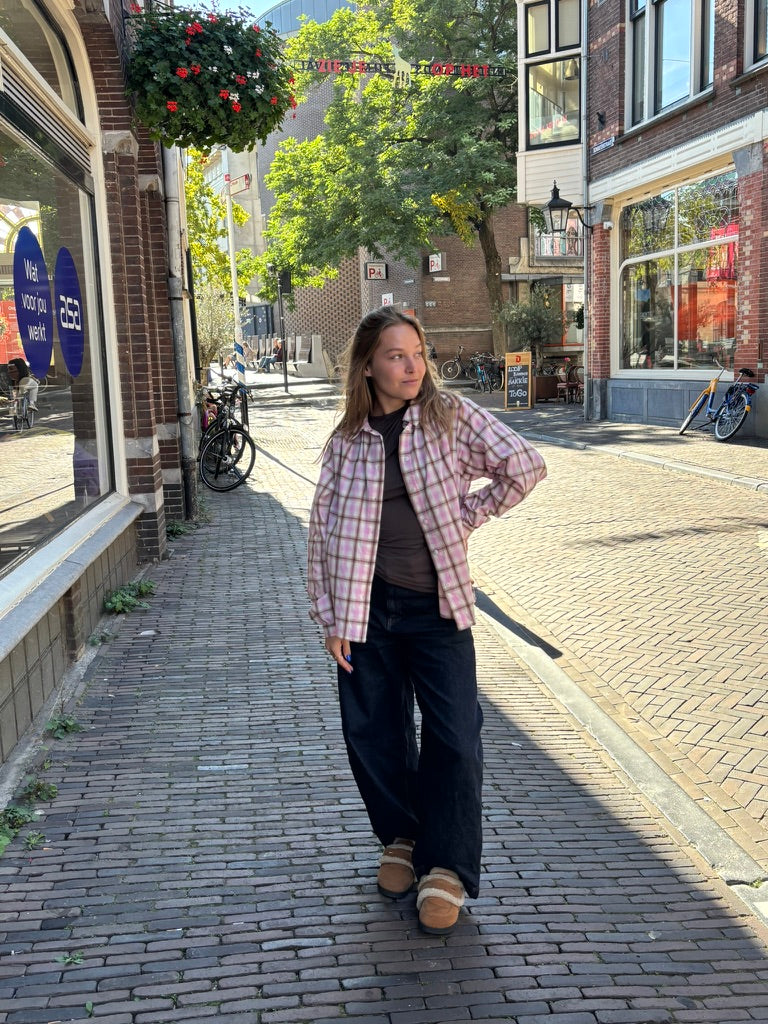 Iris ruit blouse roze