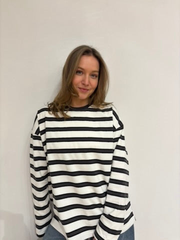 Kiki longsleeve streep wit/zwart