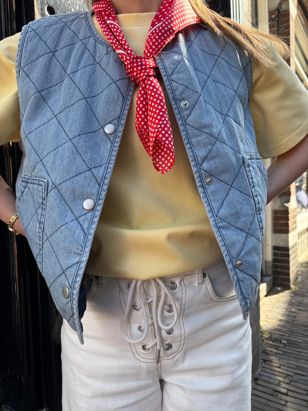 Cleo denim gilet blauw