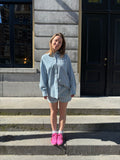 Indy gestreepte blouse licht denim blauw