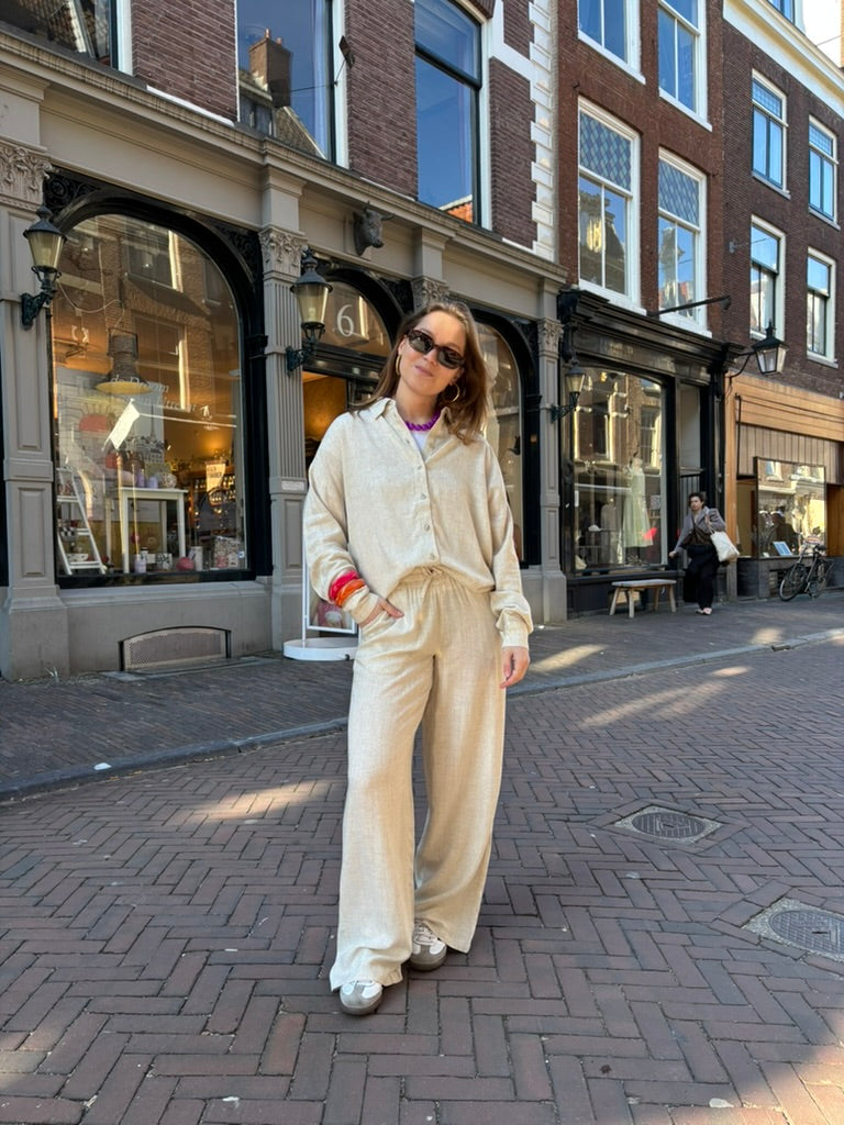 Leila linnen broek beige