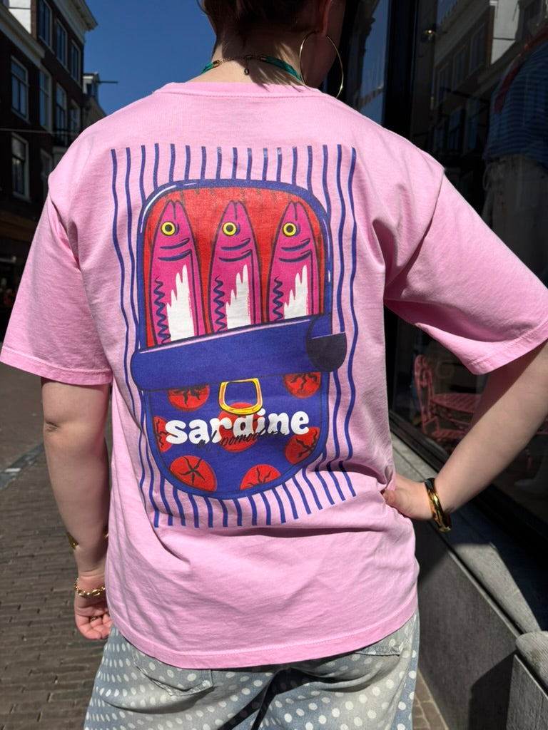 Isa t-shirt sardines print licht roze