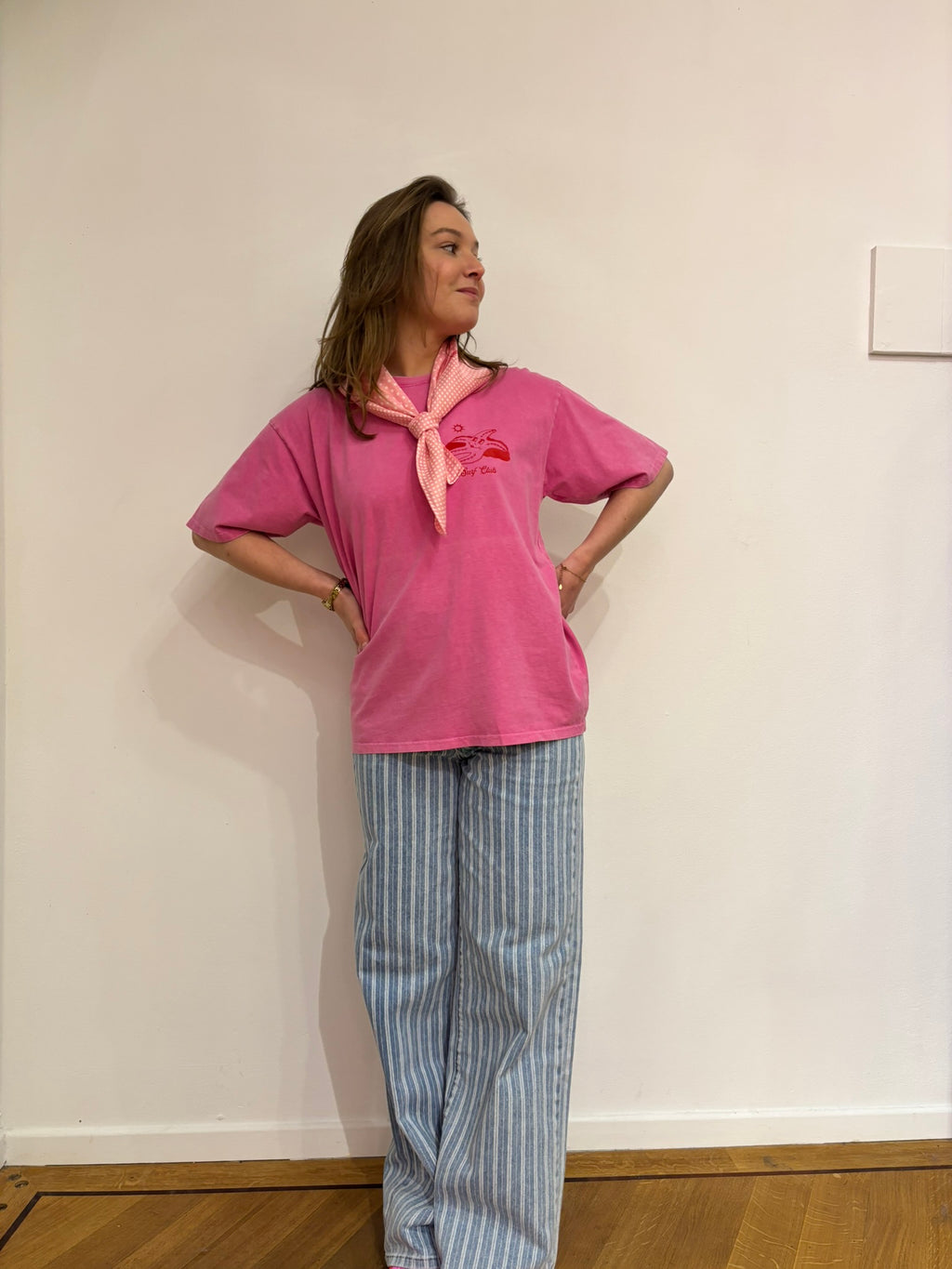 Sjaaltje polka dot roze