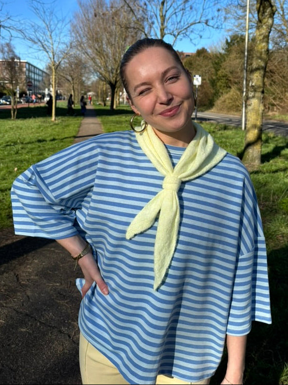 Milou oversized streep t-shirt blauw