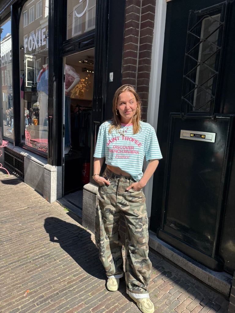 Nira camo barrel jeans