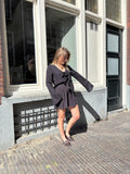 Leila strikjes linnen blouse zwart