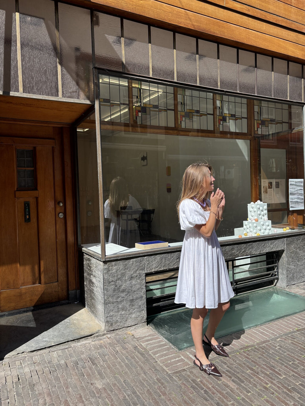 Leila linnen zomer jurk wit