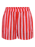 Leila linnen shorts rood/roze gestreept