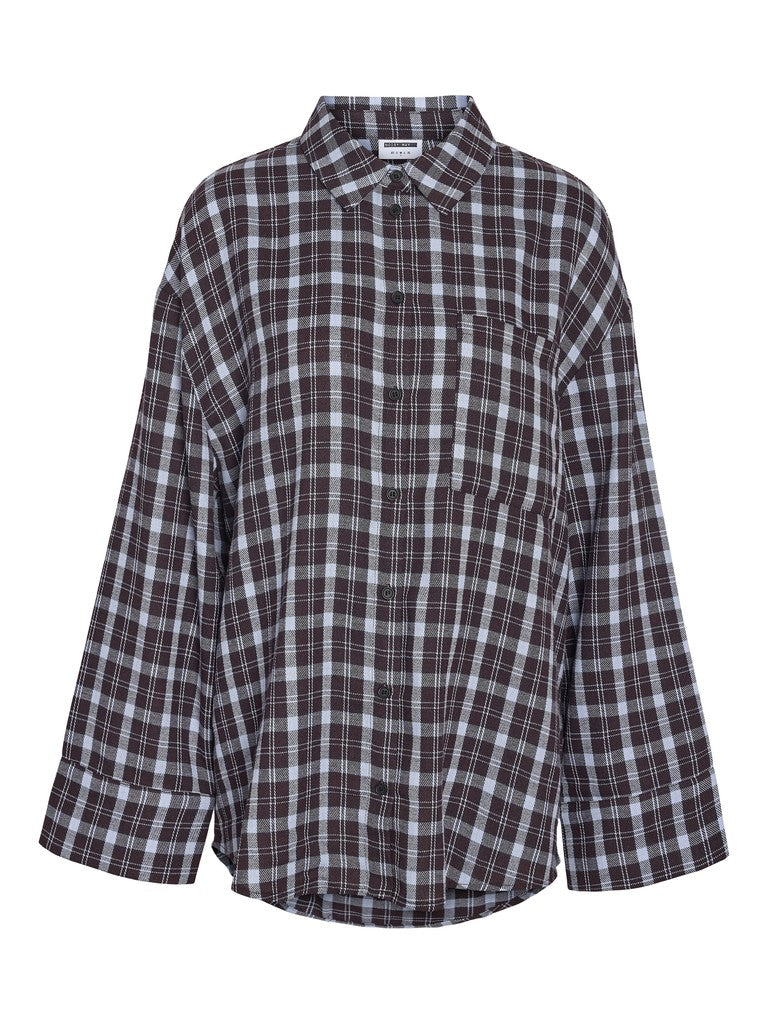 Zoe oversized ruit blouse blauw/bruin