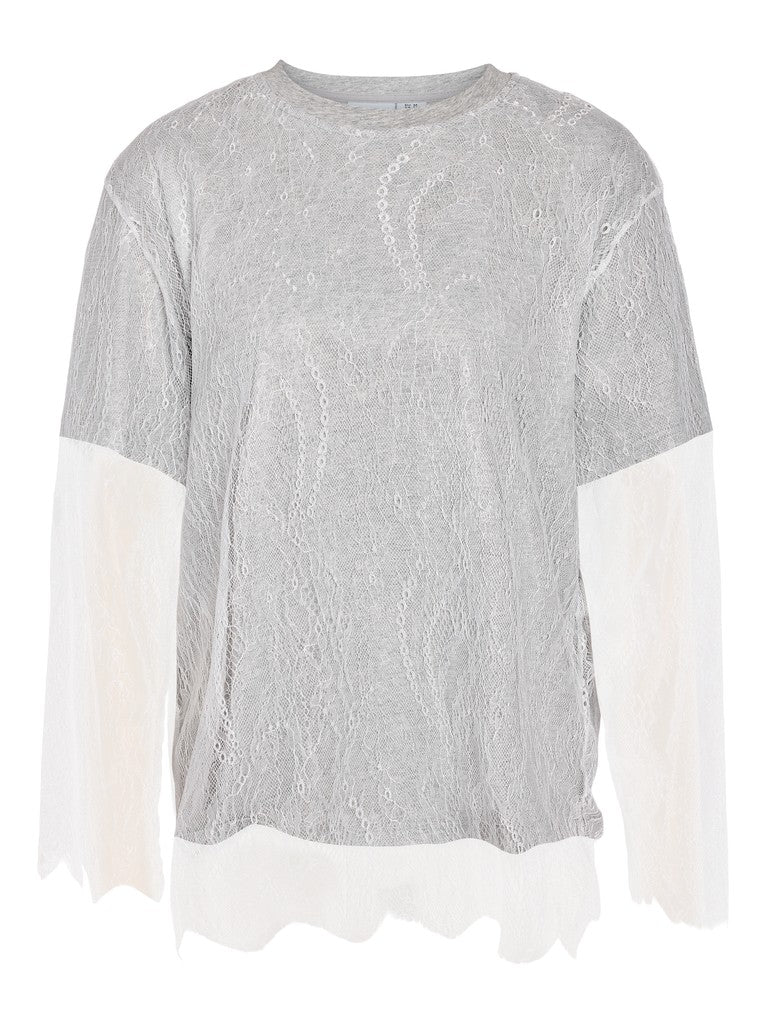 Sola oversized shirt lace grijs