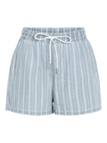 Indy gestreepte shorts licht denim blauw