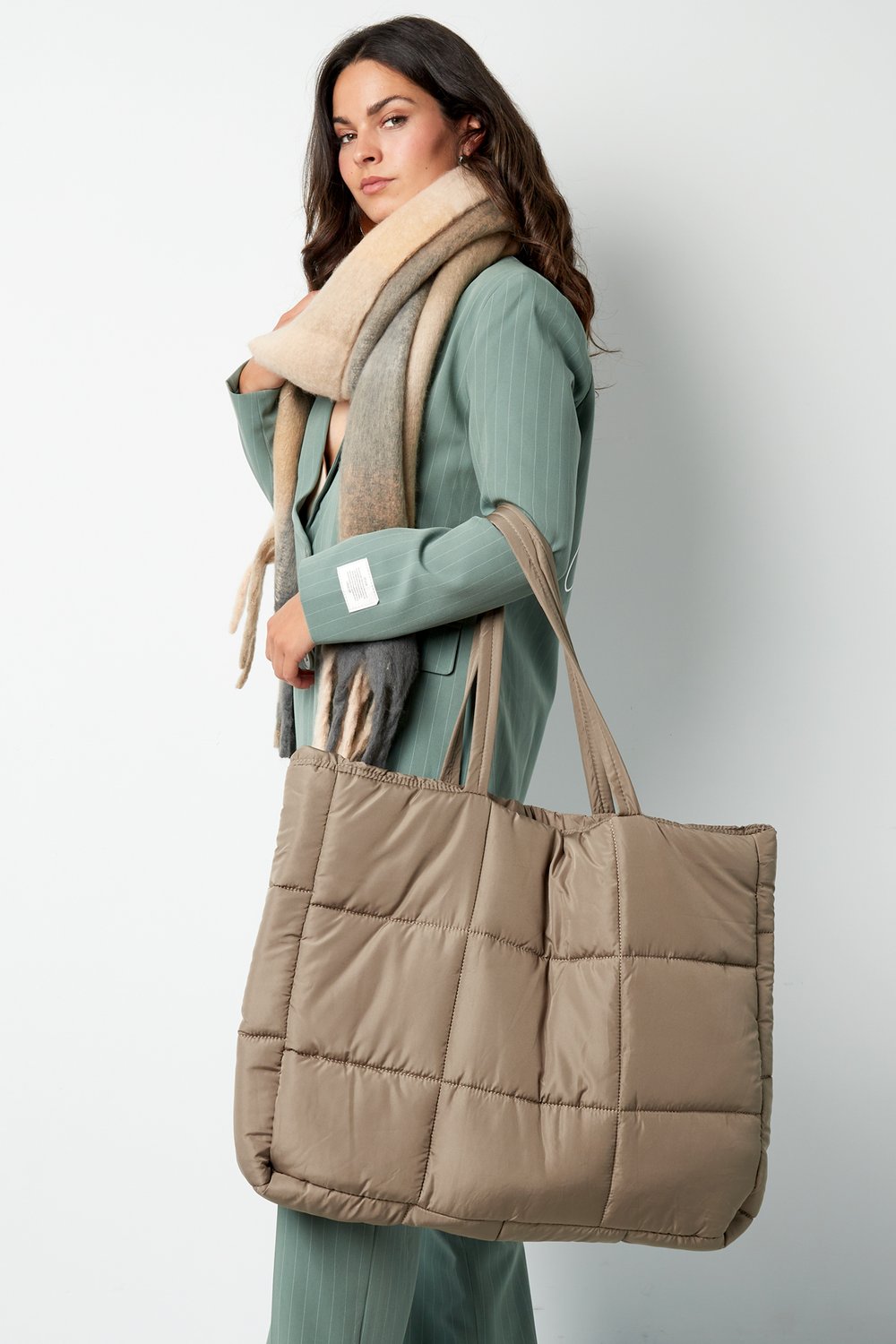 Puffy shopper bag zwart