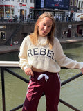 Rebecca cable knit trui Rebel wit