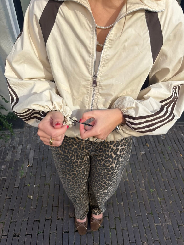 Bo track jacket bruin/beige