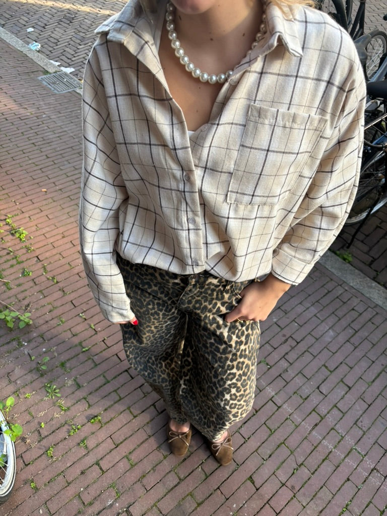 Cecile oversized ruit blouse beige