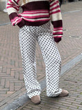 Polkadot pantalon wit met zwart