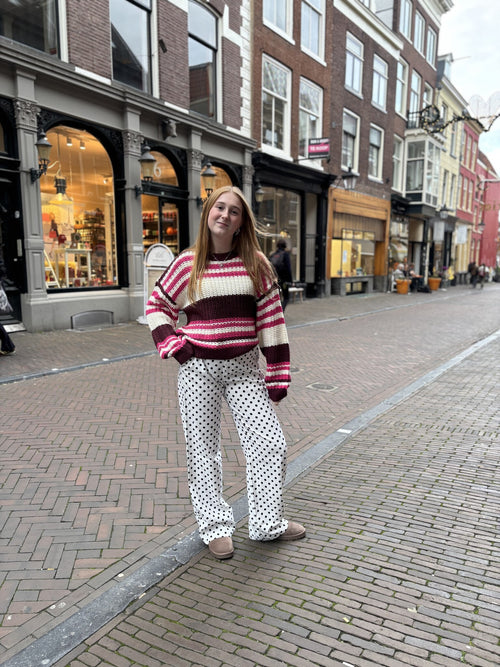 Charlie knit bordeaux/roze gestreept