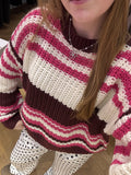 Charlie knit bordeaux/roze gestreept