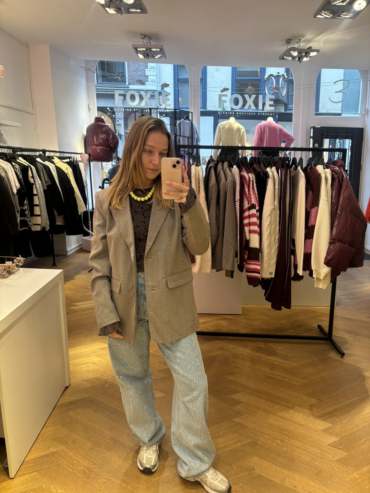 Check blazer wine