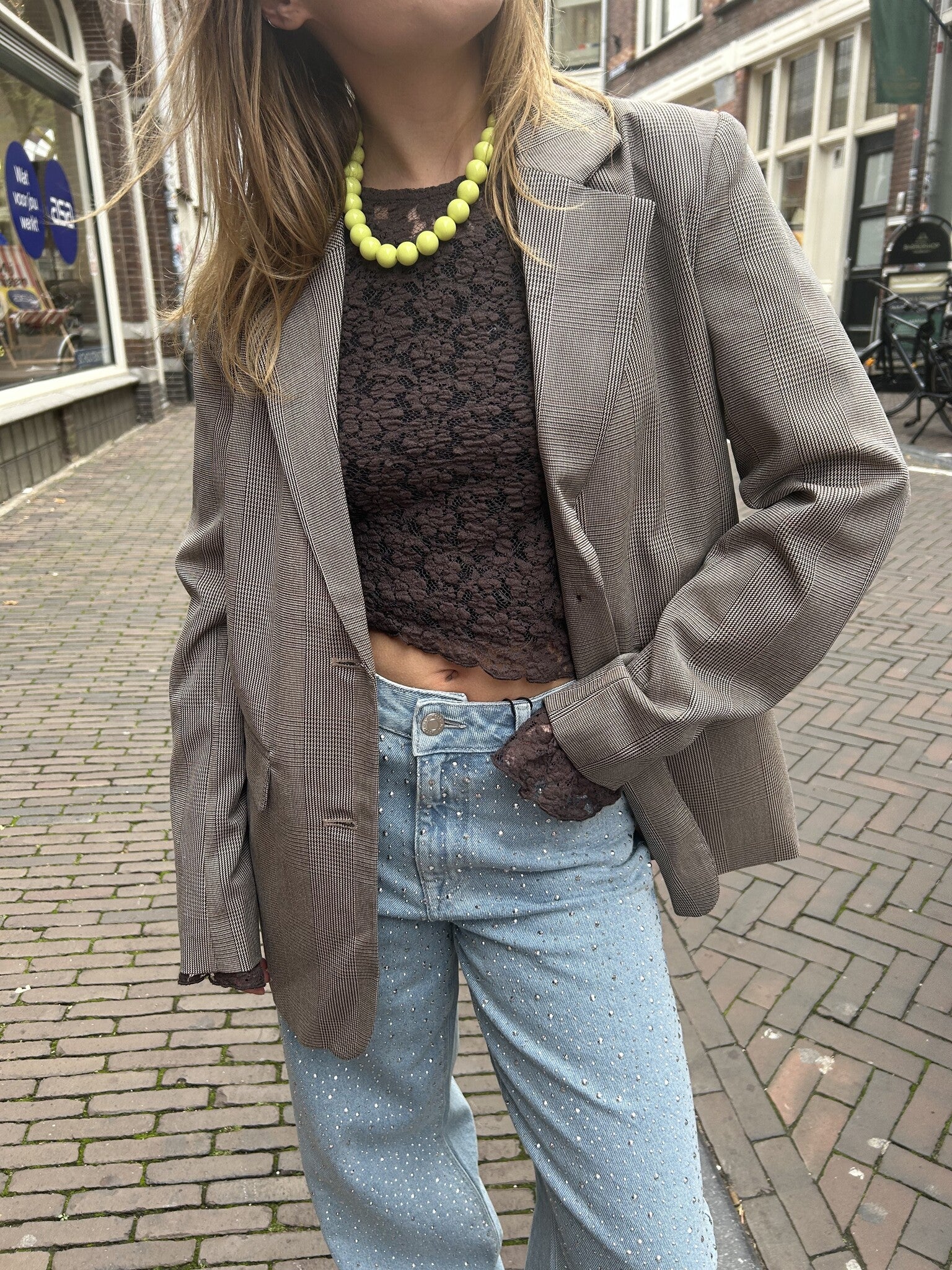 Check blazer wine