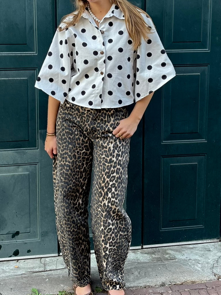 Coco denim blouse polkadot wit
